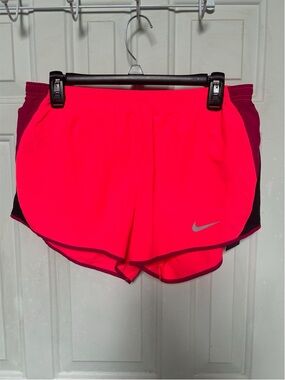 Nike Women's Hot Pink Athletic Running Shorts with Dark Magenta Trim